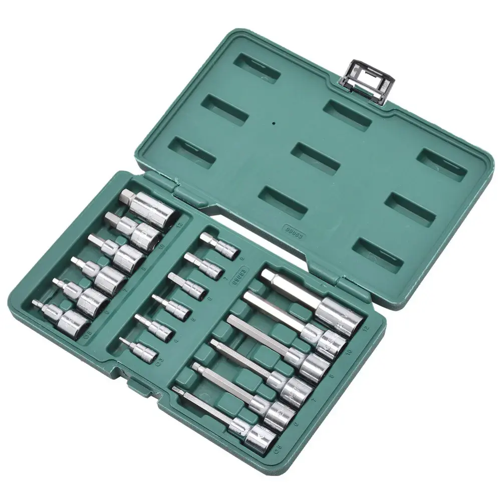 Jogo de soquetes com bits hexagonais 18 pçs 1/4 e 1/2” Sata — fotografia 3