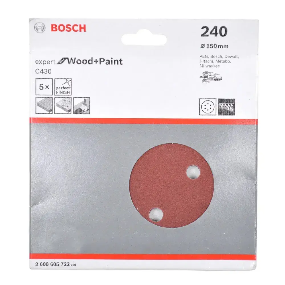 Kit 5 folhas de lixa velcro 6 G240 expert wood paint Bosch — fotografia 6