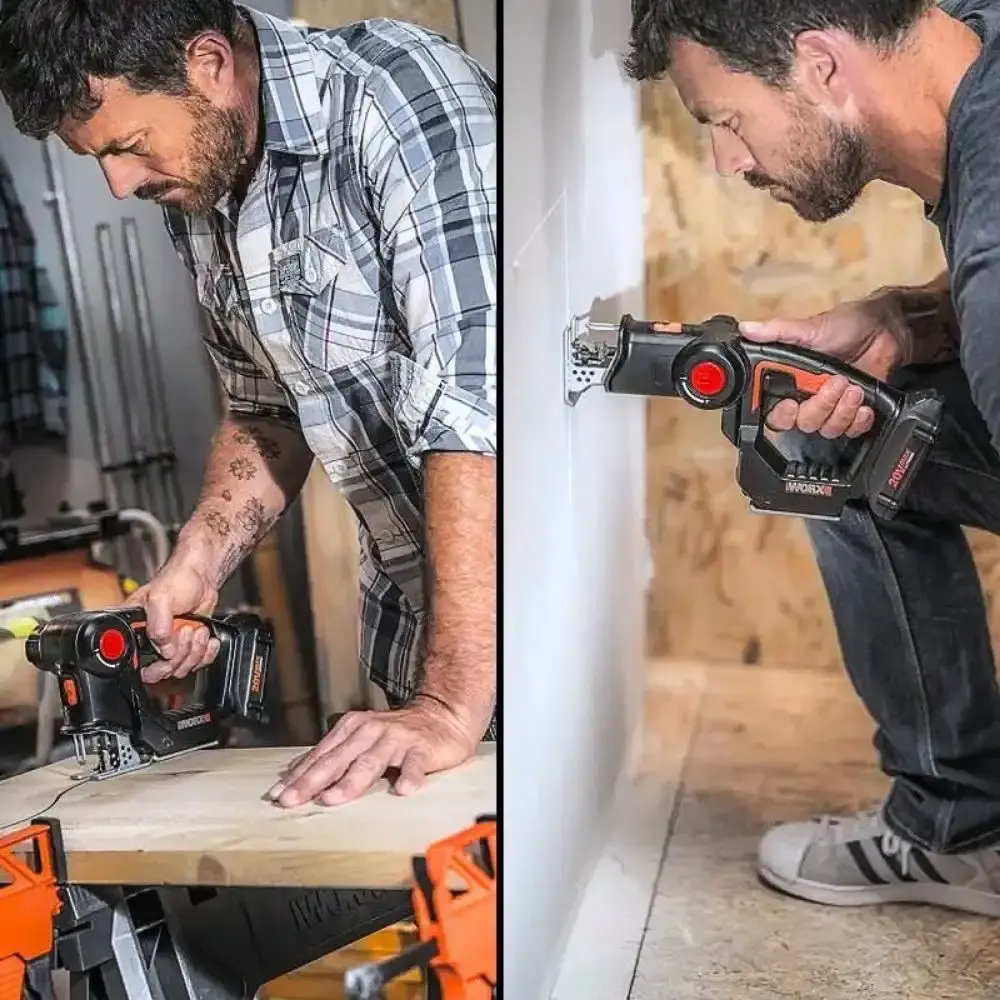 Serra multiuso tico tico 20V com serra circular MAX worksaw worx Positec — fotografia 4