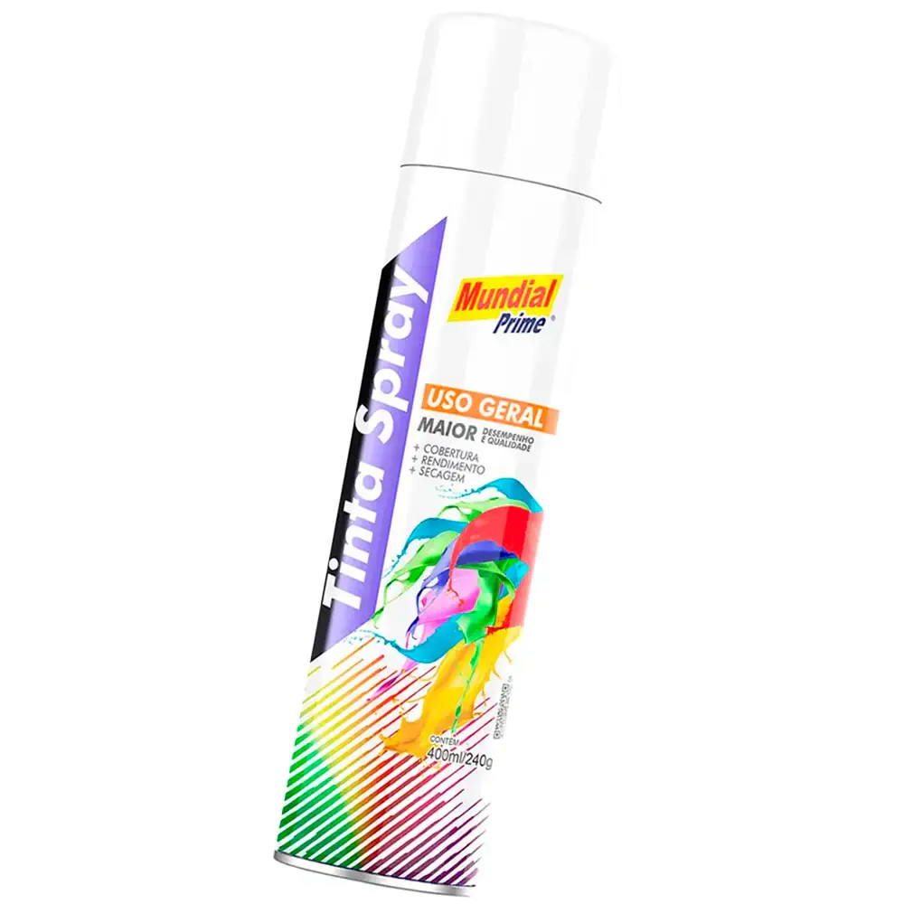 Tinta spray 400ML branco fosco 03 uni mundial prime — fotografia 5