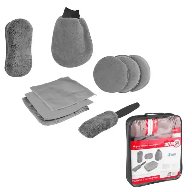 Kit para limpeza automotiva com 9 peças Nove54
