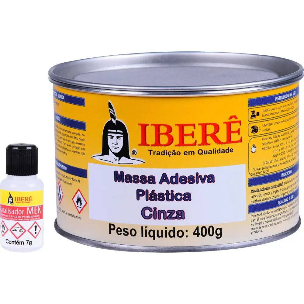 Massa adesiva plástica cinza 400G iberê