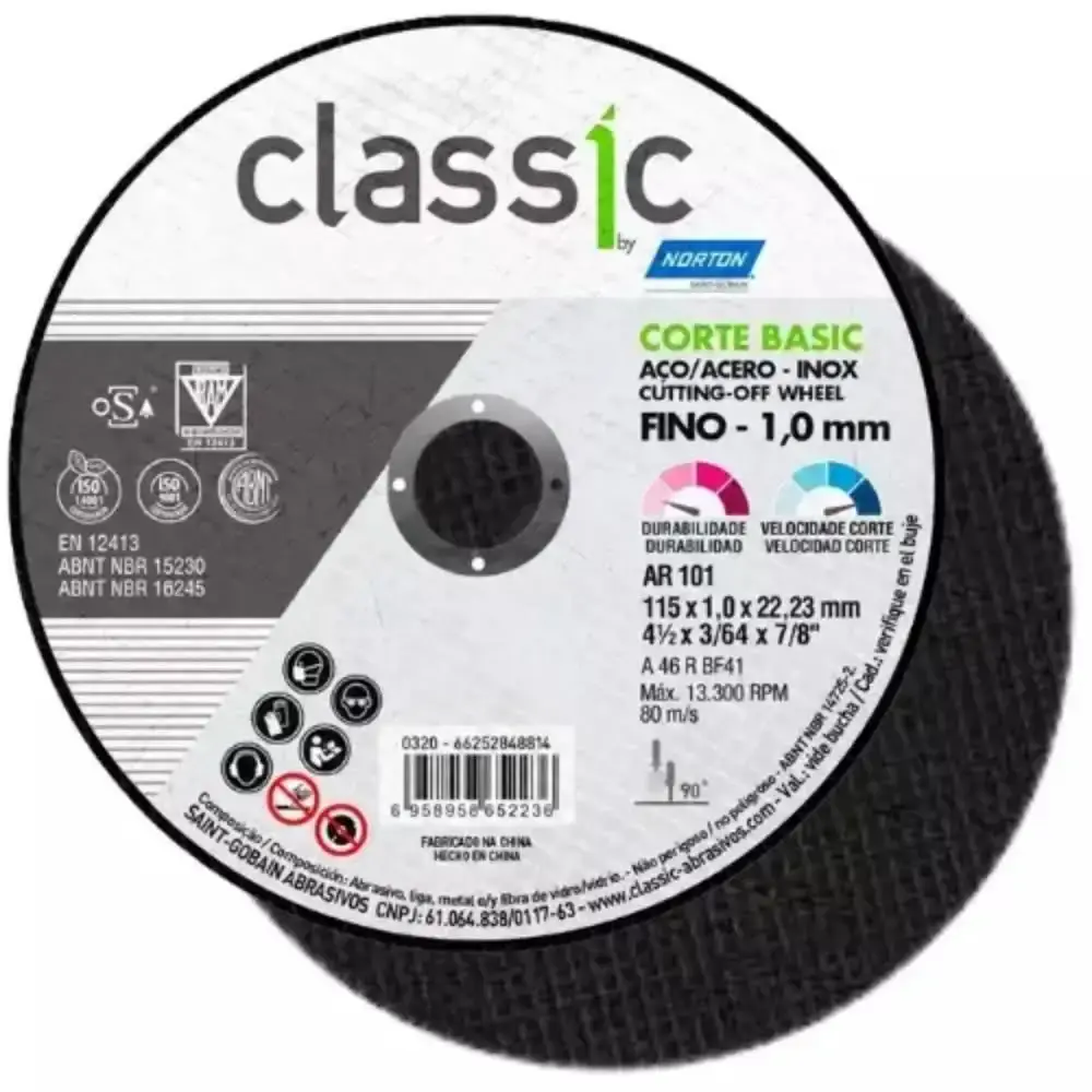 Disco de Corte Inox 4.1/2 Polegadas x 1,0 mm CLASSIC BASIC NORTON — fotografia 2