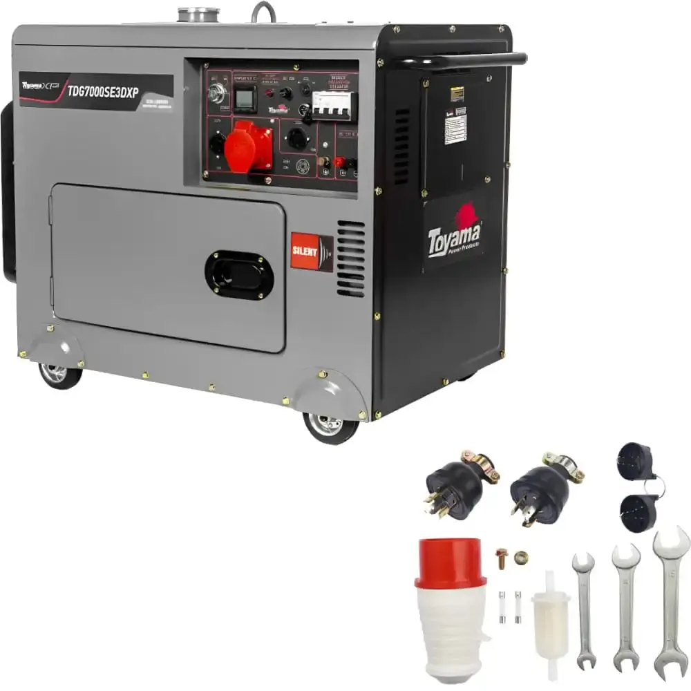 Gerador energia diesel 6,5KVA silencioso trif 220V cabinado Toyama — fotografia de referência