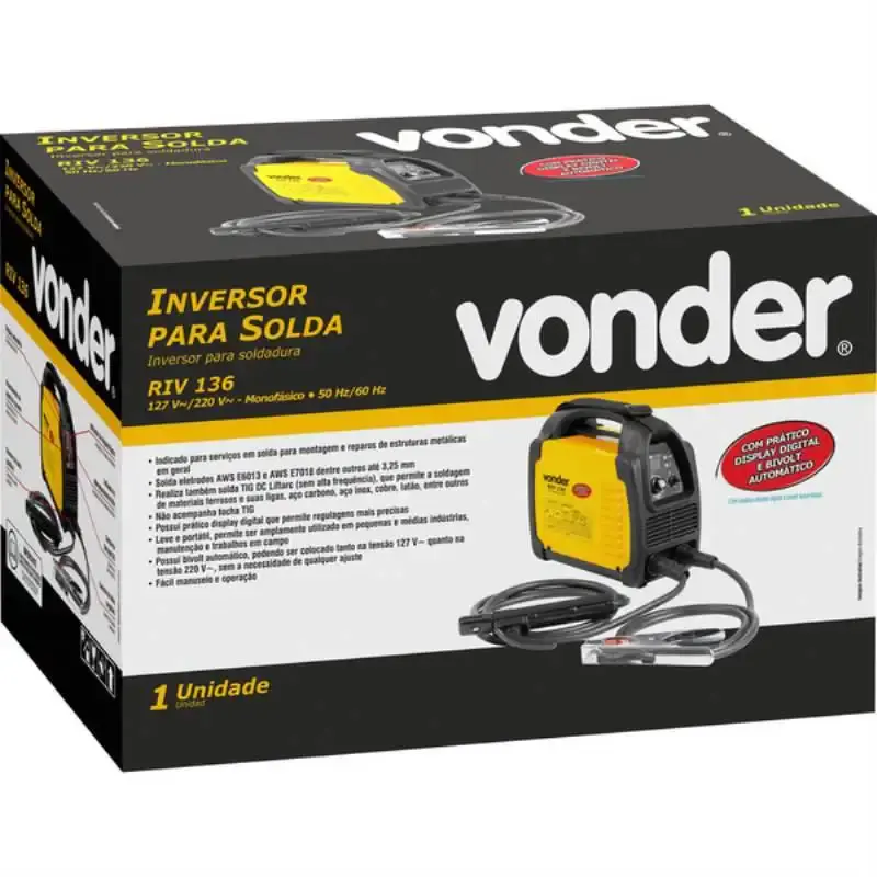 Solda TIG e Inversora RIV 136 BIVOLT c/ Display Digital VONDER — fotografia 5