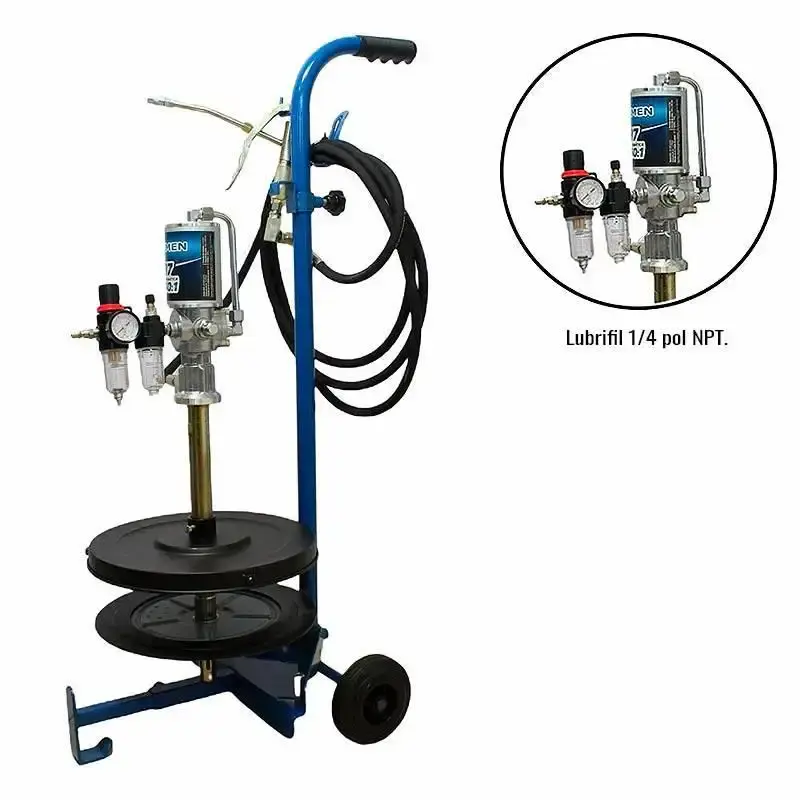 Bomba para graxa propulsora pneumática 20KG sem balde com tampa unidade móvel 9404 Bremen