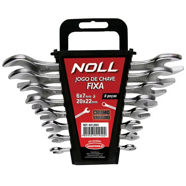 Jogo de chave fixa 8 peças 6X7MM - 20X22MM - Noll