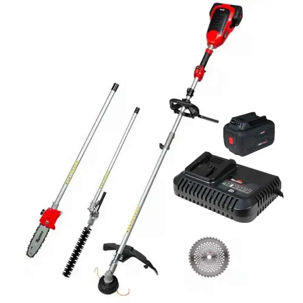 Roçadeira lateral multifuncional 58V 700W com bateria e carregador Toyama — fotografia de referência