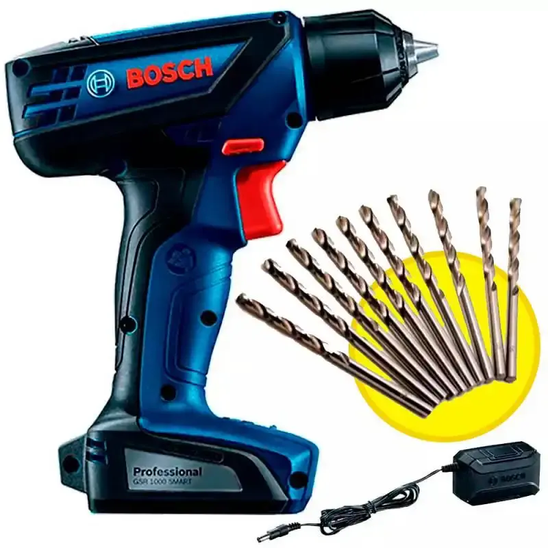Parafusadeira e furadeira à bateria Bosch 12V bivolt led lithium+ kit de brocas — fotografia de referência