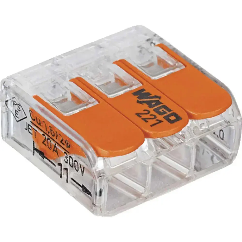 Conector emenda Wago 221 3 derivações 4MM 4 peç — fotografia 2