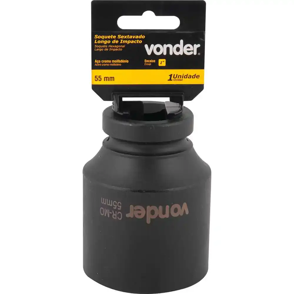 Soquete sextavado de impacto longo encaixe 1 POL 55 MM Vonder — fotografia 4