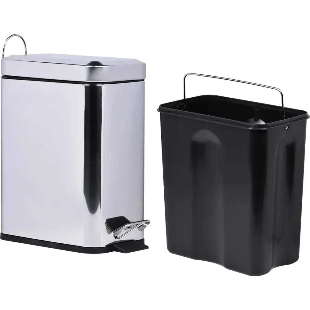 Lixeira retangular slim aço inox 5L Kala — fotografia 9