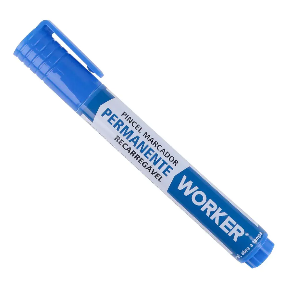 Marcador permanente recarregável azul ponta grossa Worker — fotografia 4