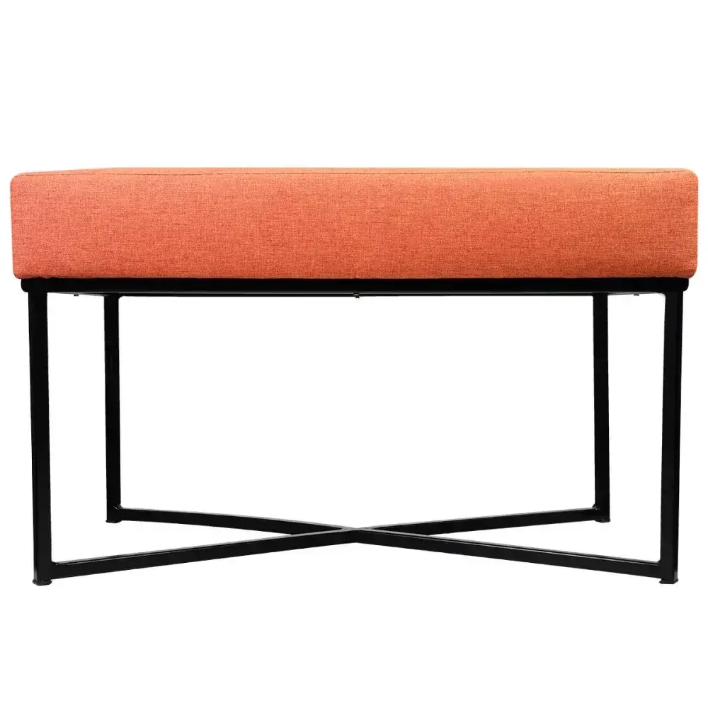 Puff retangular cor tijolo base preta 72X36X39CM bhela decor — fotografia 8