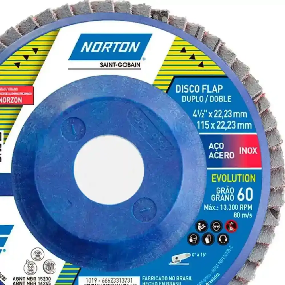 Disco de lixa flap 4 1/2 polegadas grão 60 13.300 RPM Norton — fotografia 5