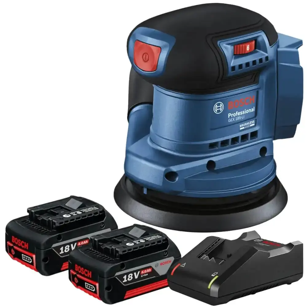 Lixadeira roto orbital 18V GEX 185-LI com 2 baterias 18V e carregador bivolt Bosch