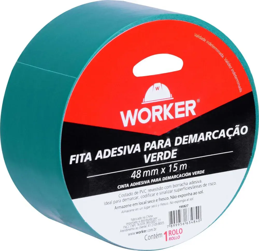 Fita adesiva para demarcação 48MMX15M verde Worker