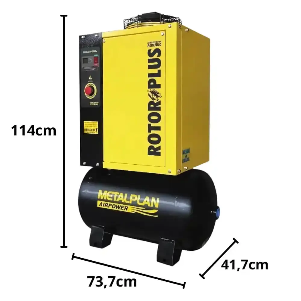 Compressor de parafuso 4,0 HP 10 BAR 220V trifásico ROTORPLUS0043AC Metalplan — fotografia 4