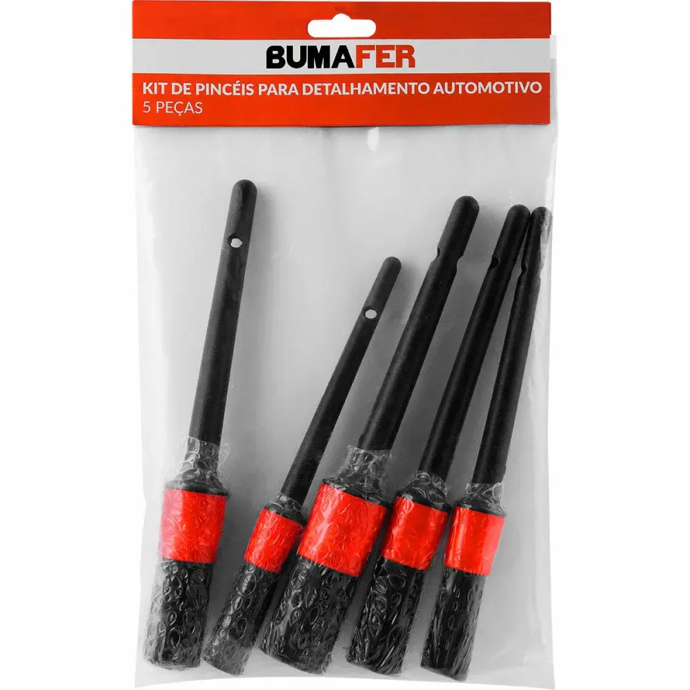Kit pinceis para detalhamento automotivo com 5 peç Bumafer