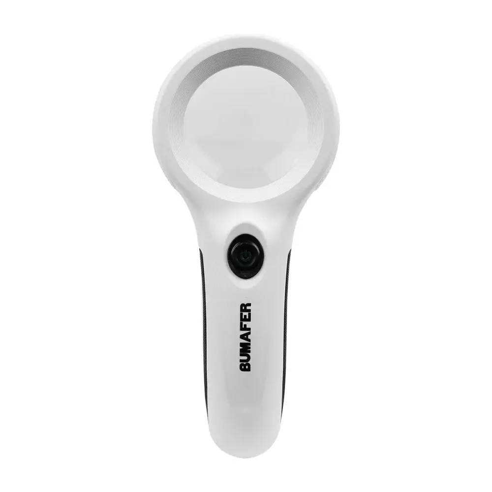 Lupa de mão com leds 4X de ampliação 125MM 60MM Bumafer
