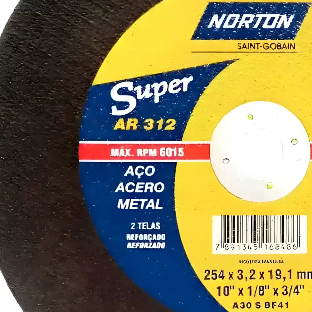 Disco de corte 12 POL com furo 3/4 pol 5 uni AR312 Norton — fotografia 2