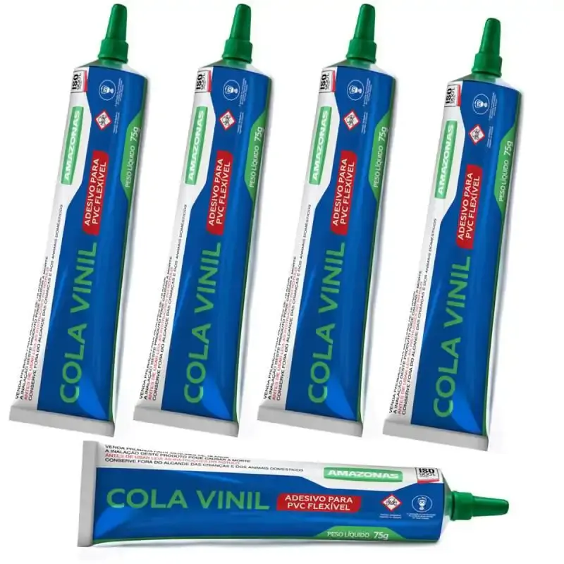 Cola viníl para PVC bisnaga 75 GR kit com 5 peças Amazonas