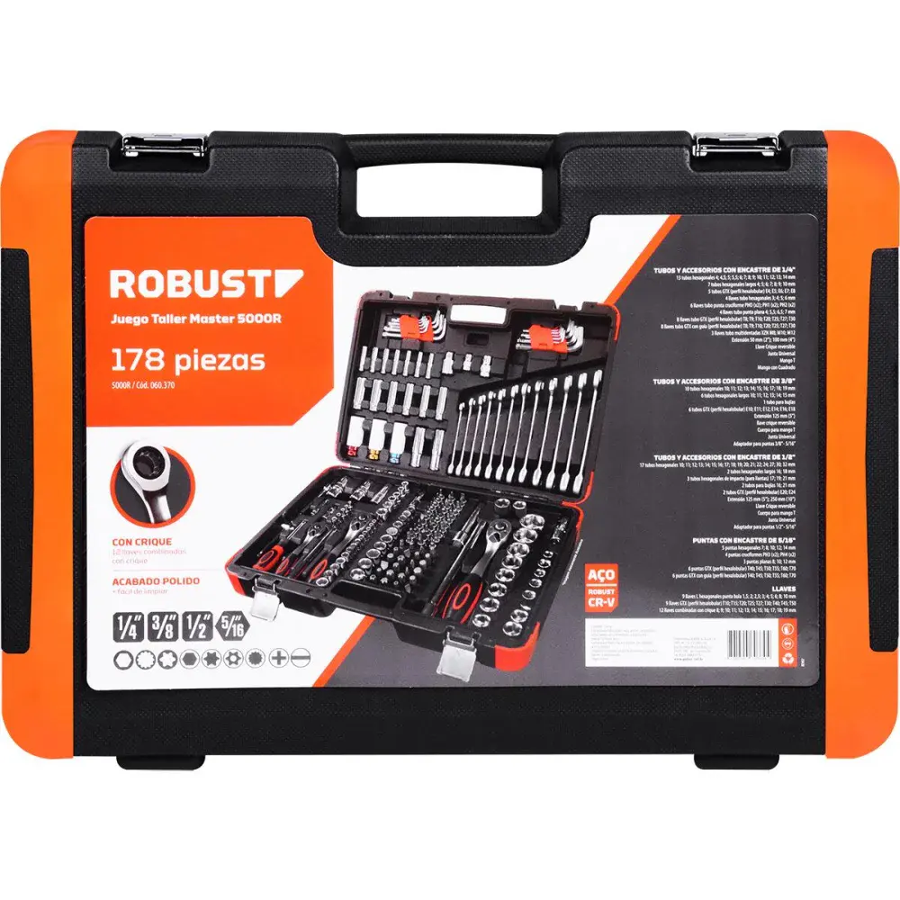 Jogo de soquetes e bits master 5000R 178 peças Robust — fotografia 4