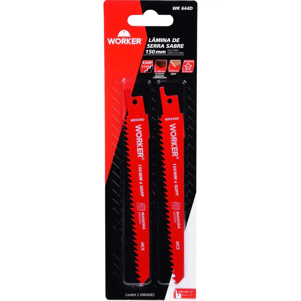 Lâmina para serra sabre hcs 1/2” 150MM 6 dentes Worker — fotografia 4