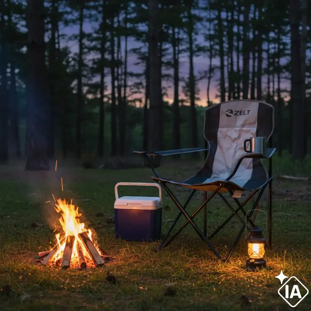 Cadeira camping araguaia 120 KG com braço e porta copo Zelt Verde — fotografia 9