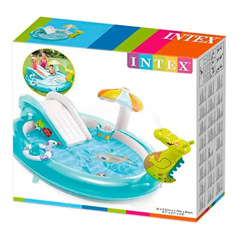 Piscina inflável playground infantil 160 litros com escorregador 57165 Intex — fotografia 3