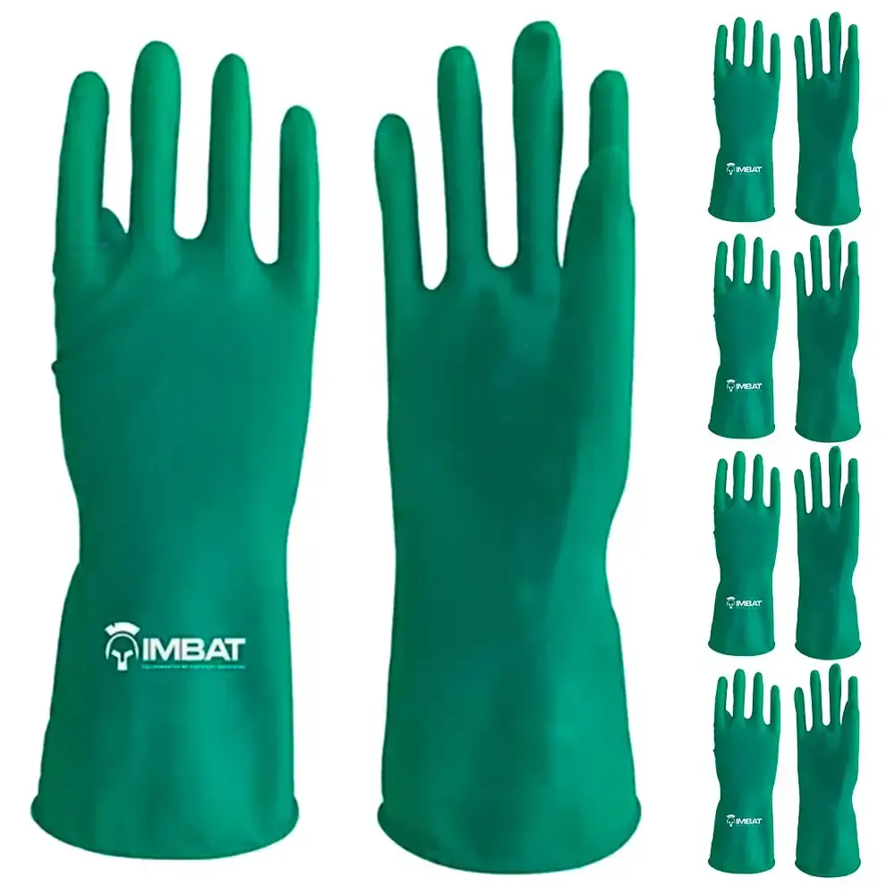 Kit 5 luvas de borracha forrada verde TAM 9 LV-LVF-9 Imbat