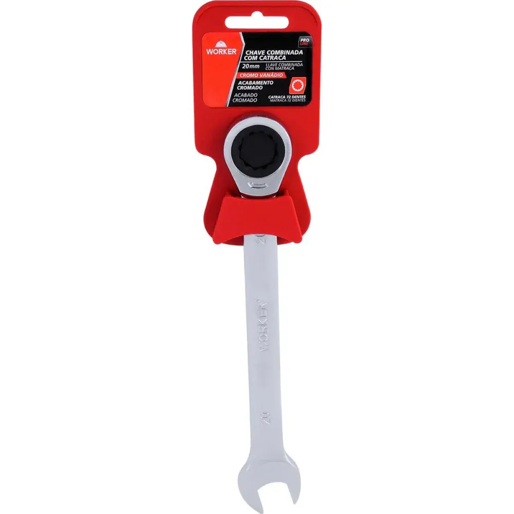 Chave combinada com catraca cromo vanádio 20MM Worker — fotografia 6