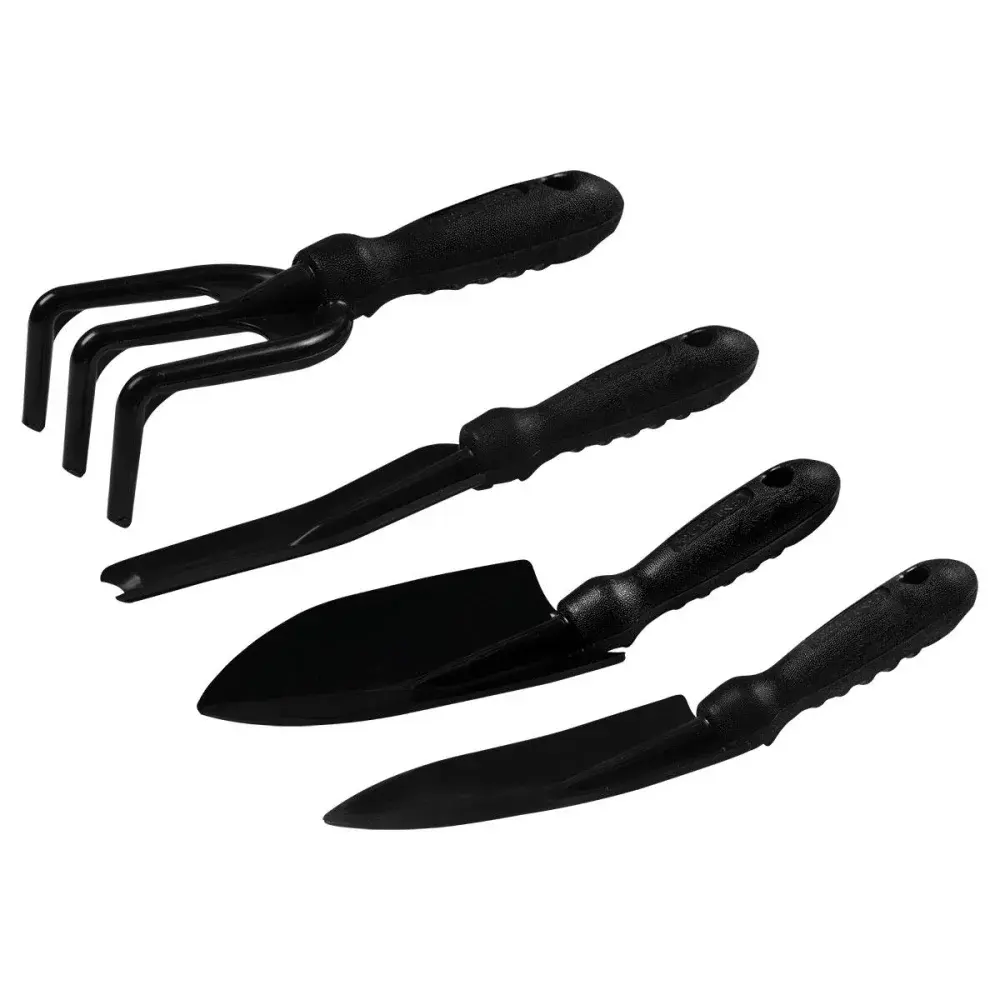 Kit para jardinagem em polipropileno preto com 4 peç Collins