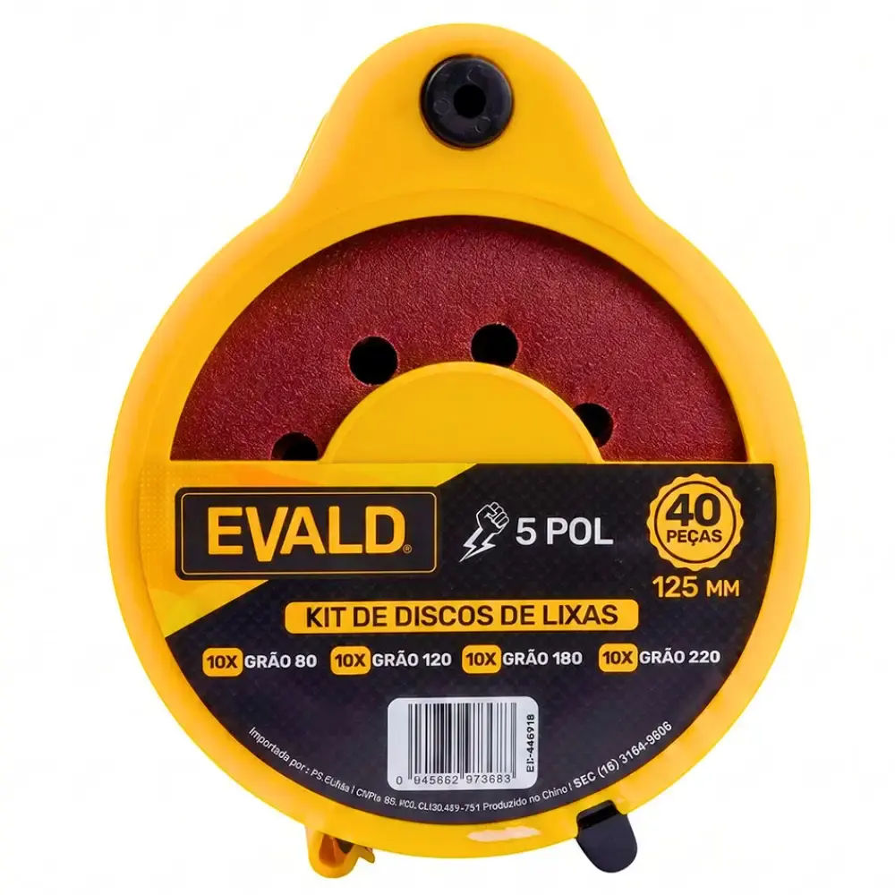 Jogo de Discos de Lixa 5 POL 125 mm Perfurado com Velcro EV-446910 EVALD — fotografia 3