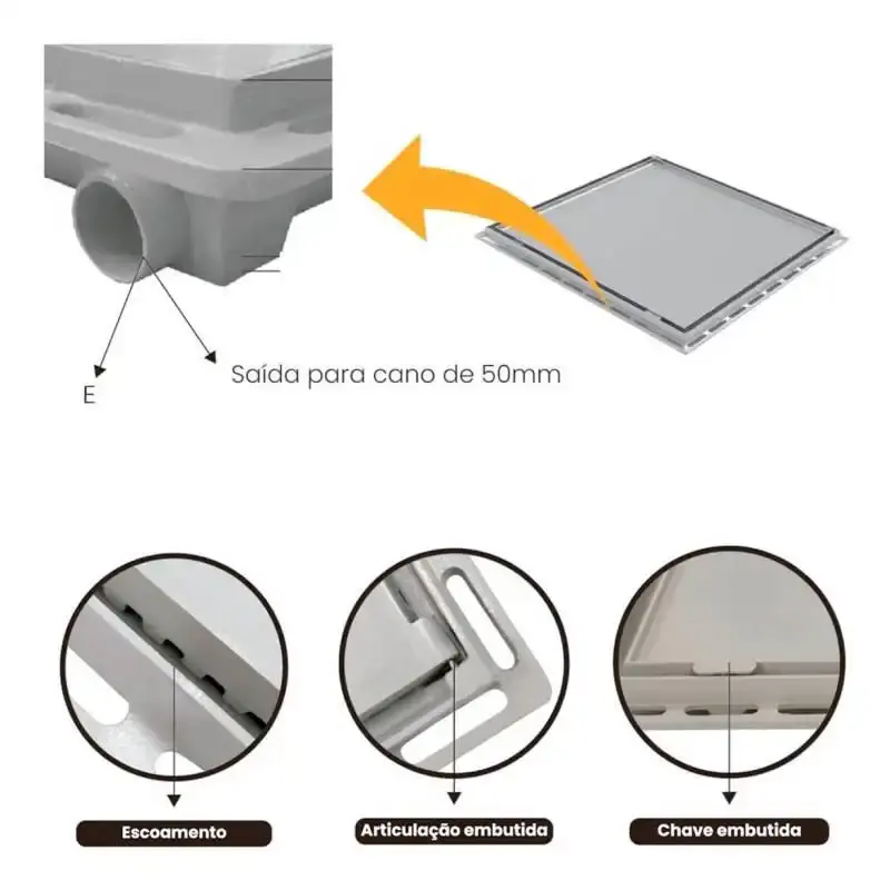 Tampão 90 x 90 CM Rebaixado Articulado Grelha Invisível Casa Máquinas Piscinas 371905 Marrom GDA — fotografia 5