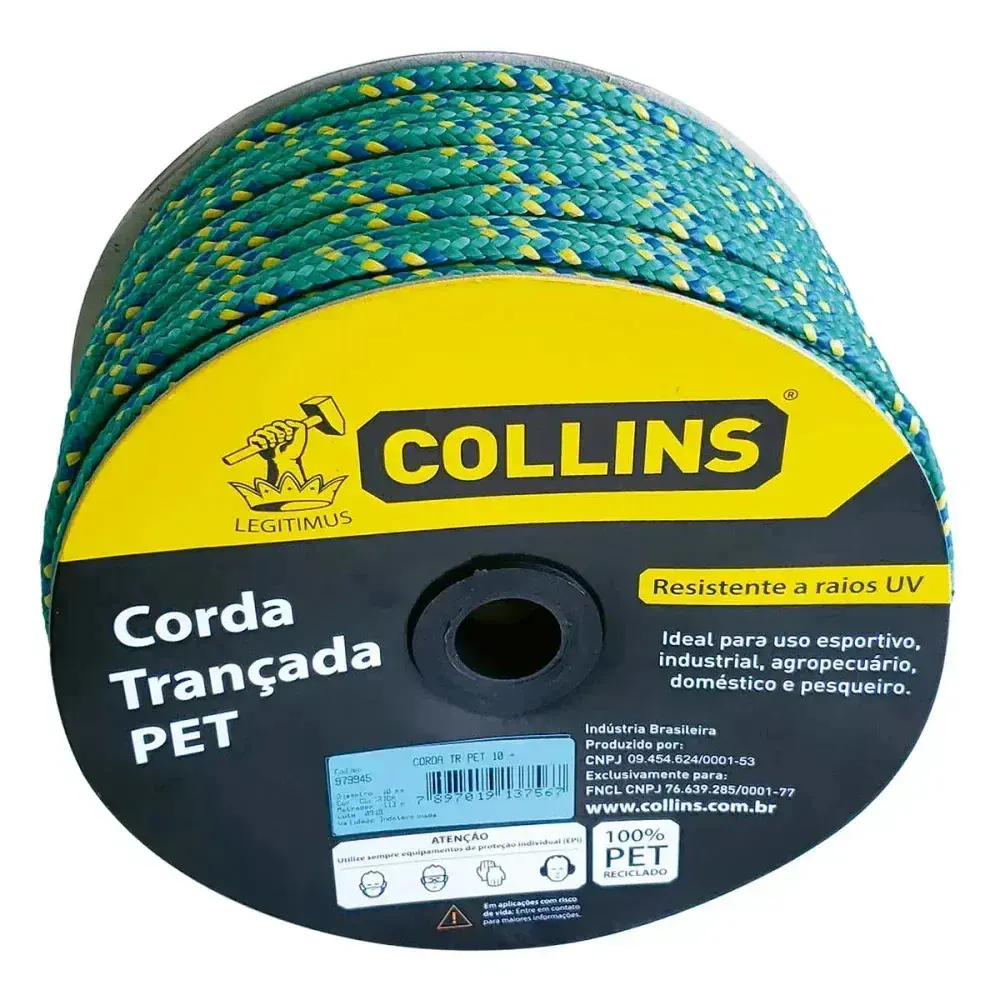 Corda pet trançada em poliéster 10MM 714KGF Collins — fotografia 2