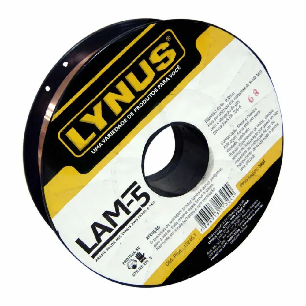 Arame de solda mig com gás aws LAM-5 5KG Lynus — fotografia 3
