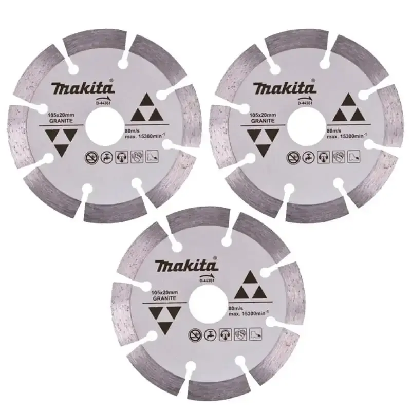 Disco de corte diamantado 4.1/8 POL 105 MM para granito D-44351 com 3 unidades Makita
