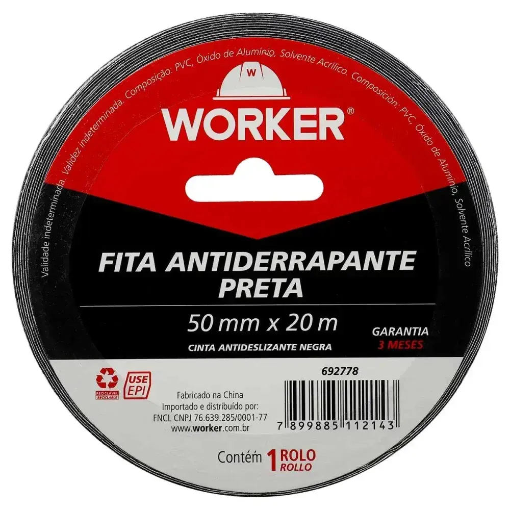 Fita antiderrapante 50MM x 20M preta Worker — fotografia 9