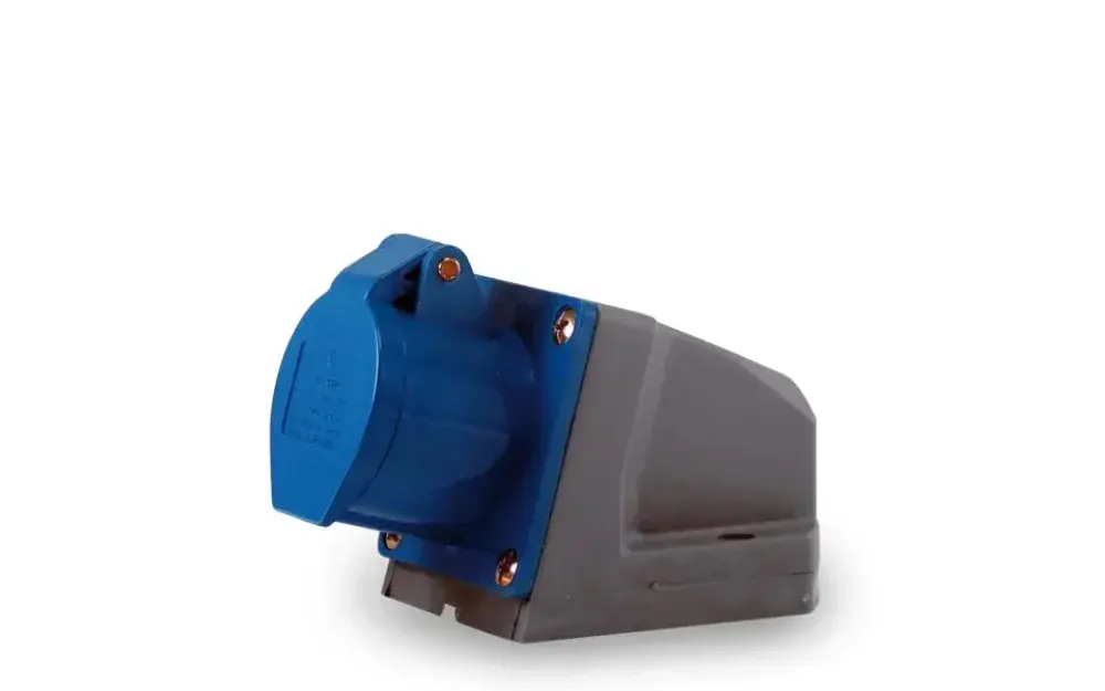 Tomada sobrepor 2P+T 16A 200/250V 6H azul Soprano — fotografia 3