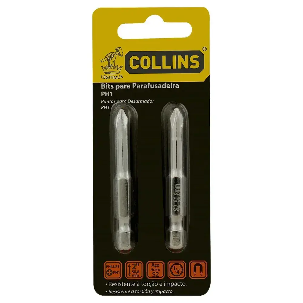 Bits parafusadeira PH1 ponta simples 2 peç 1/4 2COLLINS Collins — fotografia 4