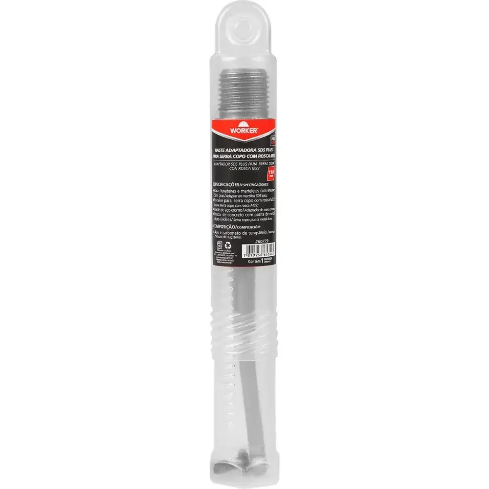 Haste adaptadora para serra copo com rosca M22 110MM Worker — fotografia 8