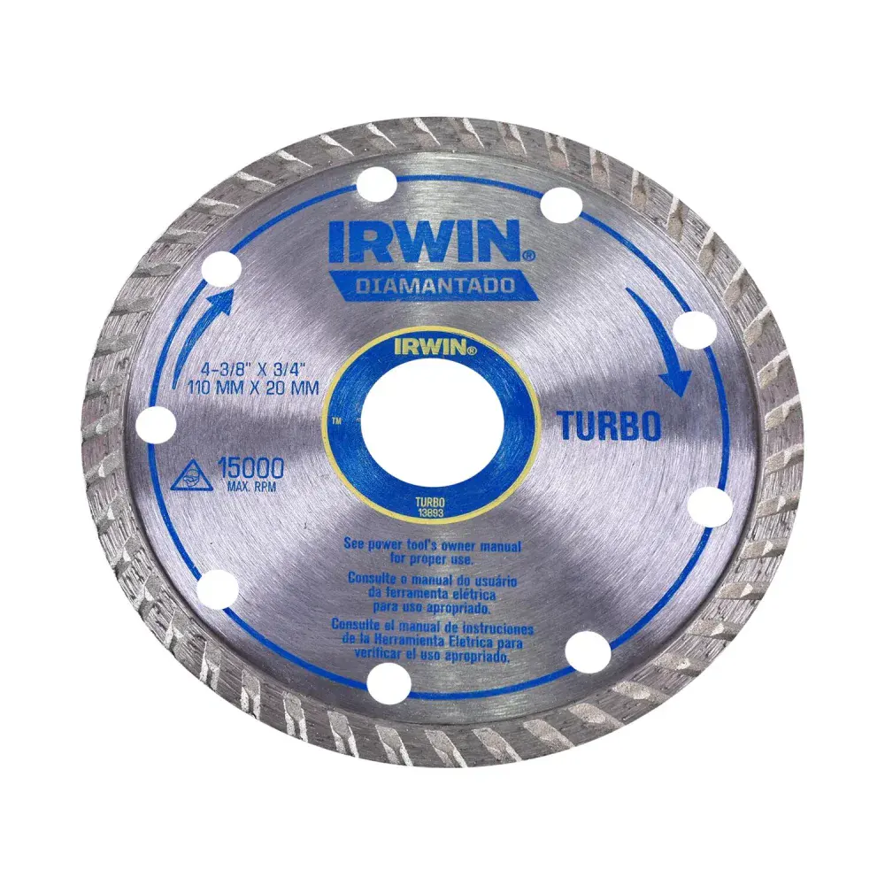 Disco diamantado 110MM turbo IW13893 Irwin - corte seco — fotografia 3