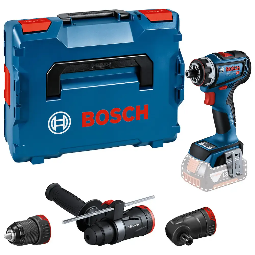 Parafusadeira furadeira à bateria 18V com adaptador perfurador sem bateria Bosch — fotografia de referência