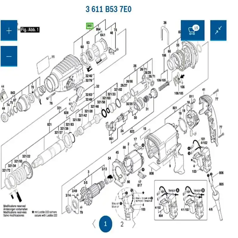 Carcaça de engrenagens para martelete GBH 2-26 DRE 1617000581 Bosch — fotografia 5