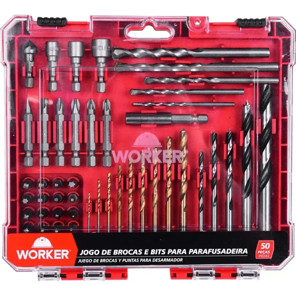 Jogo de brocas e bits para parafusadeira 50 peç Worker — fotografia 9