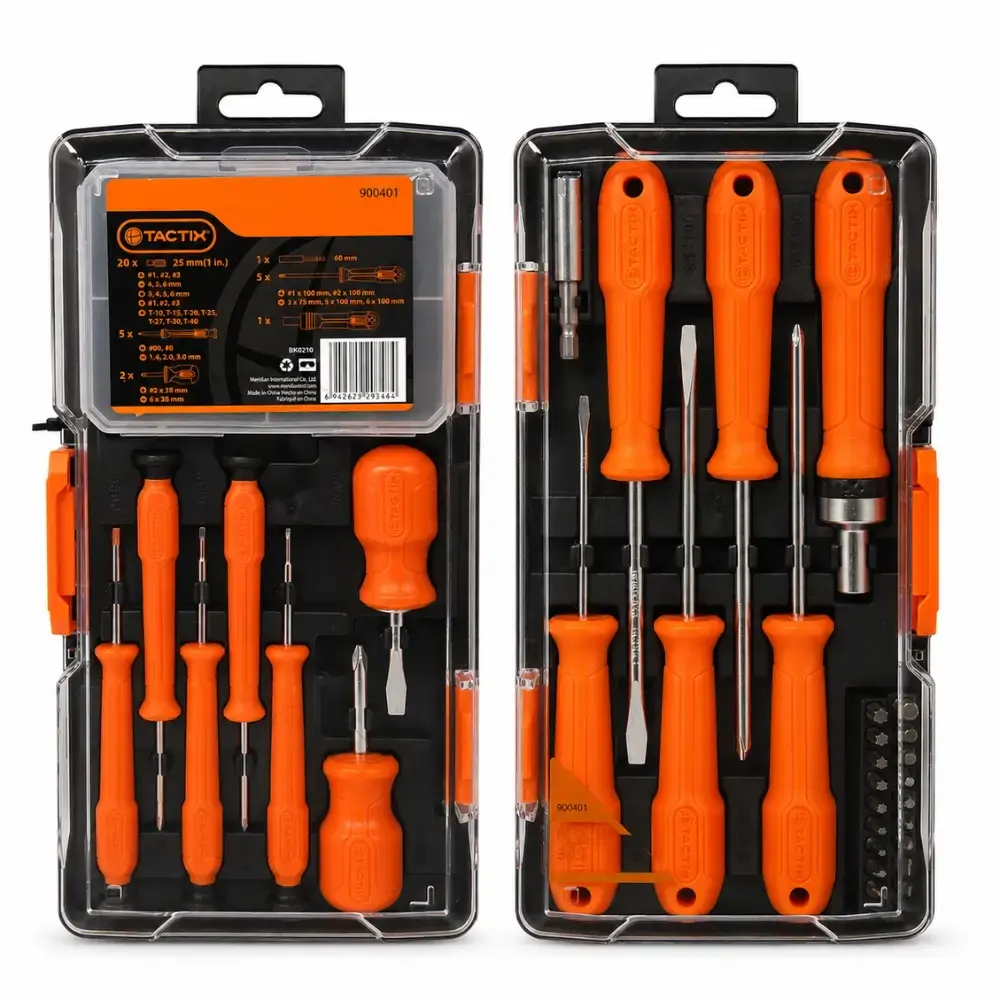 Jogo de chaves de fenda e bits kit com 34 peças 900401 Tactix — fotografia 4