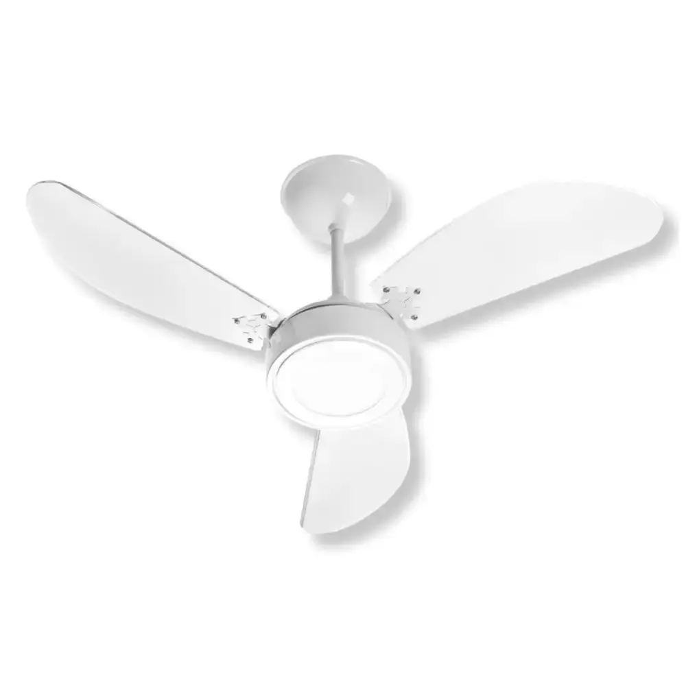 Ventilador de teto 3 pás 130W luminária LED várias cores cristal Venti-delta Branco 110 V — fotografia 2