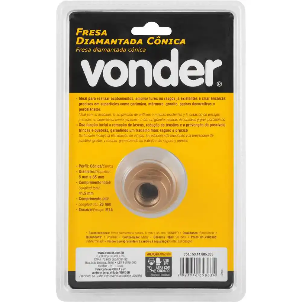 Fresa diamantada cônica 5MM a 35MM Vonder — fotografia 4