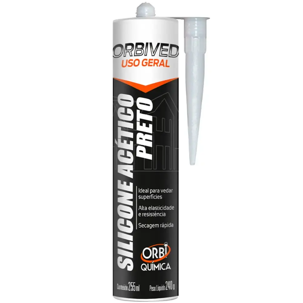Silicone tubo preto acético 240G 17593 Orbi